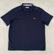 Tommy Bahama IslandZone Mens XL Navy Blue Supima Cotton Blend Marlin Polo Shirt