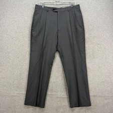 Tommy Hilfiger Dress Pants Men 34x29 Grey Houndstooth Pleated Cuffed Classic