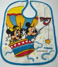 Playskool Disney Babies Bib 1984 Mickey and Minnie Mouse, hot air balloon, VTG