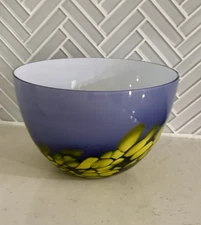 Lavender & Yellow/Green Accent Glass Serving Bowl