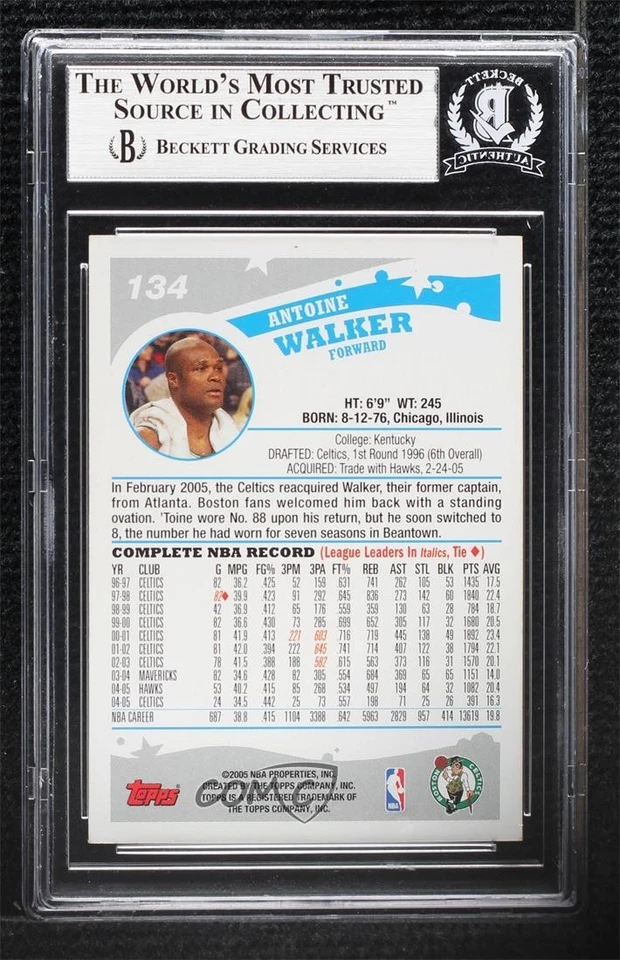 BAS 2005-06 Topps Antoine Walker #134 BGS Authentic Auto - Image 2 of 2