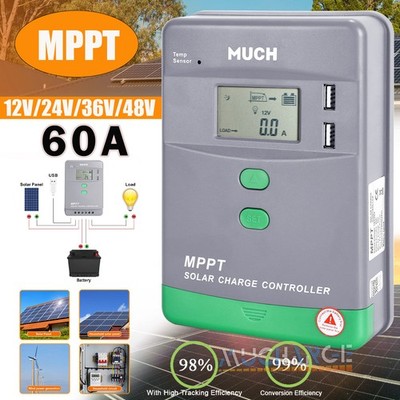 60A Solar Charge Controller 12/24/36/48V Battery Regulator 99% MPPT Efficiency
