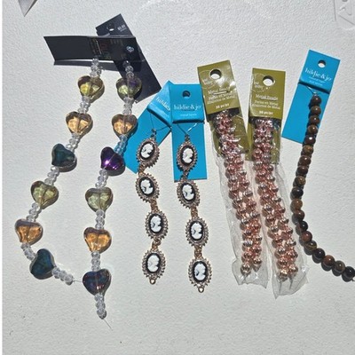 Hildie & Jo Bead Landing Jewelry Making Supplies Lot Heart Cameo Tiger Eye Beads