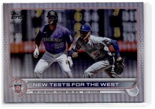 2022 Topps Update New Tests For The West #US4 Rainbow Foil Rockies Dodgers