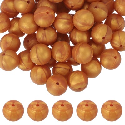 60 Stück Silikonperlen, 15 mm Großpackung Perlen zur Schlüsselanhängerherstellung, Gold