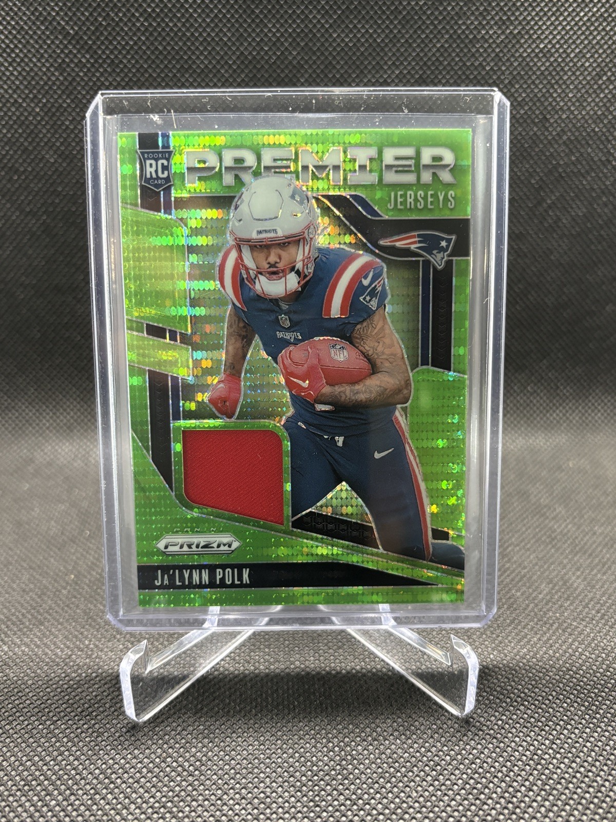 2024 Panini Prizm Ja’Lynn Polk Premier Jerseys Neon Green RC #PJ-JPK Patriots