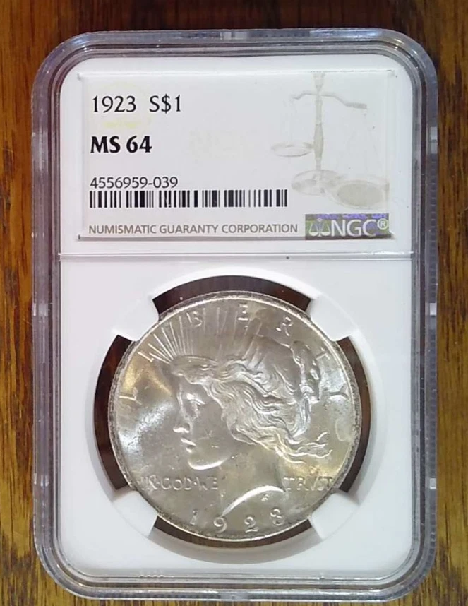 MS 64 Graded 1923 Year NGC Certified Peace Dollars (1921-1935) for