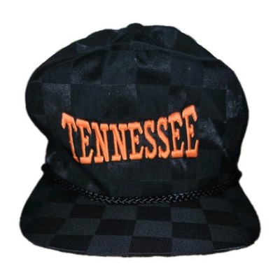 San Sun Tag Trucker Vintage Adjustable TENNESSEE Hat Black Checkered Roped OS