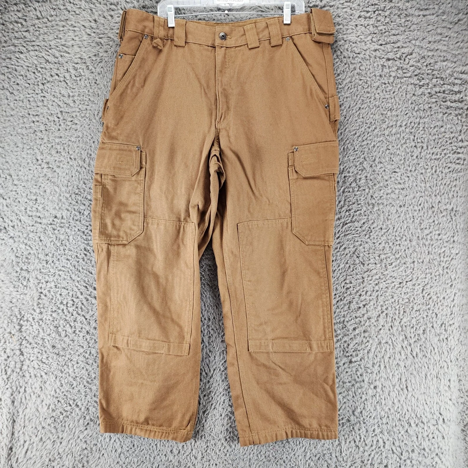 Duluth Pants Mens 40x30 Brown Double Knee Cotton Mid Rise Cargo