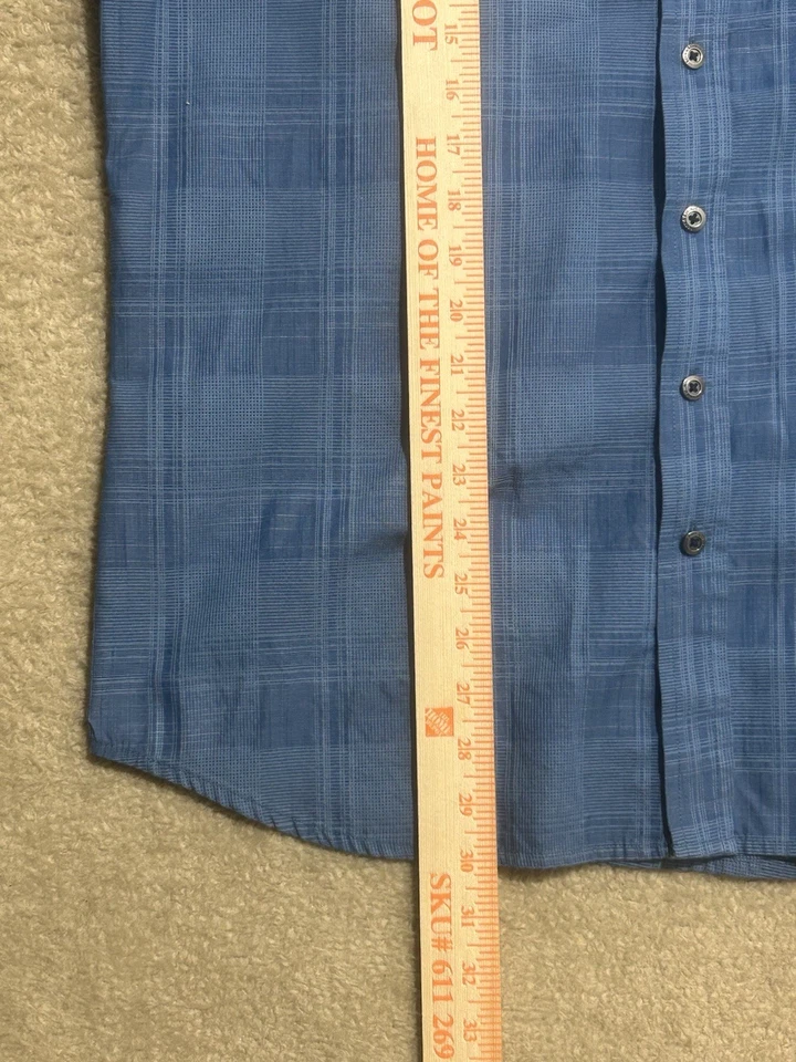 Rock & Republic Mens Geometric Plaid Blue Short Sleeve Button Down Shirt Size XL - Image 4 of 4