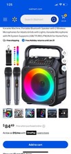 Karaoke Machine, Portable Bluetooth Speaker With 2 Wireless Microphones