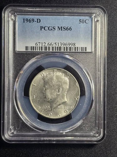 1969 D Kennedy Half Dollar PCGS MS66