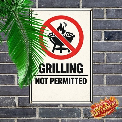 Aluminum BBQ Symbol Plaque Backyard Barbecue Metal Sign