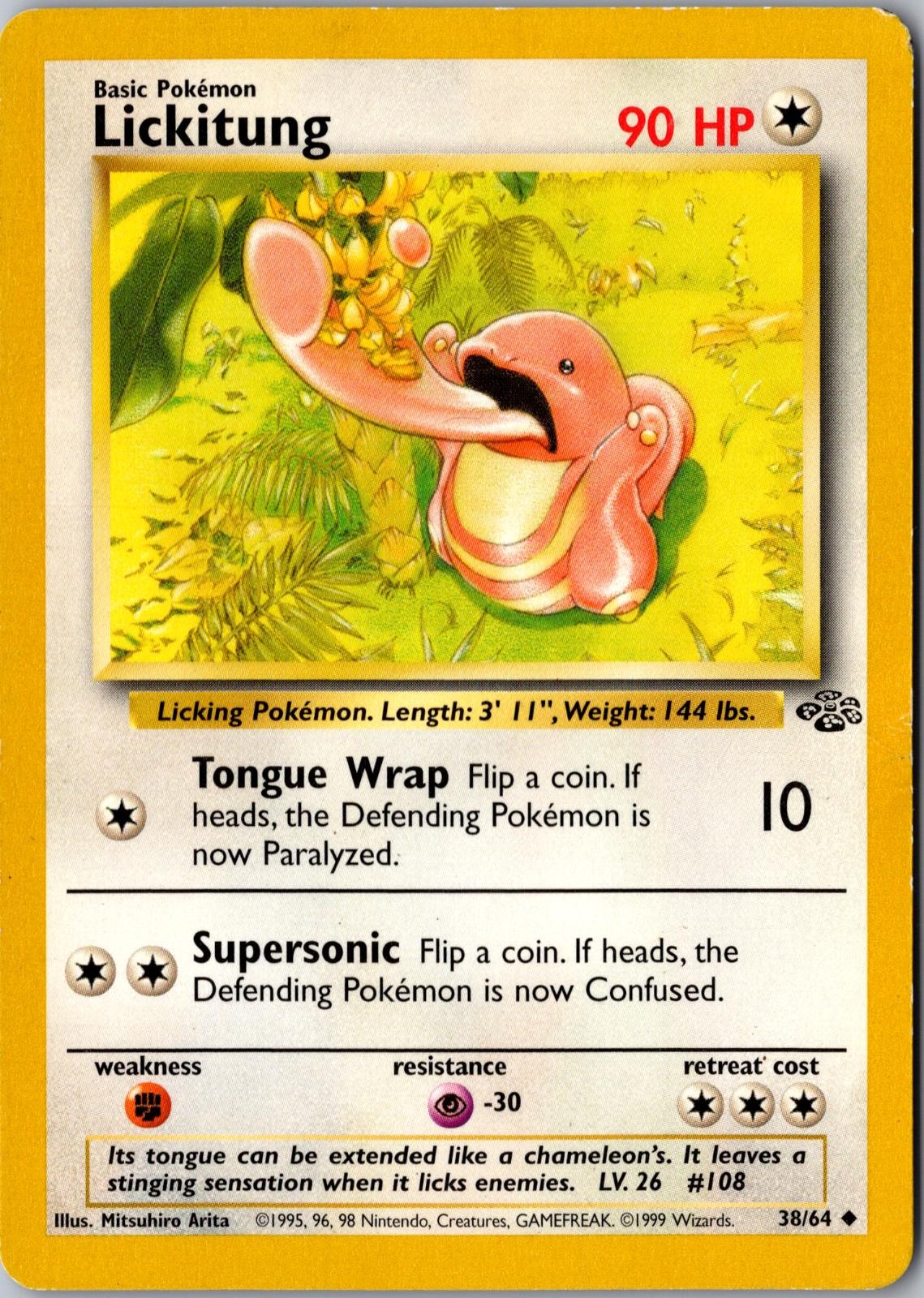 Lickitung 38/64 Uncommon Jungle Pokemon Unlimited Damaged