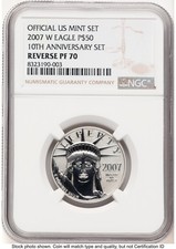 2007-W Reverse Proof Platinum Eagle 1/2 oz Brown Label NGC PF70 (784188013) 3918.00 per troy oz