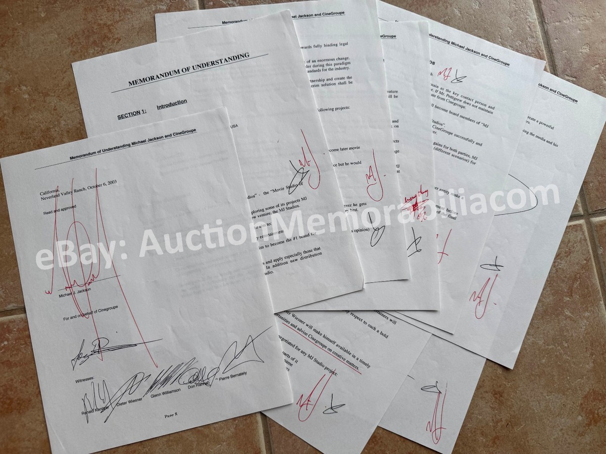 Authentic Michael Jackson Signed Studios Agreement 2003