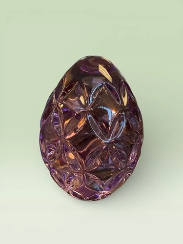 WATERFORD Light Purple Amethyst Crystal Egg Paperweight Signed Vintage