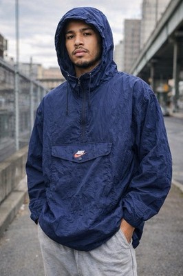 90’s NIKE vintage anorak nylon jacket Nike Vintage Windbreaker Jacket Men's L Blue Pullover Hooded 90s