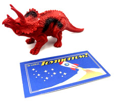 Dinosaur Hard Plastic Dino - Red TRICERATOPS - 5" Long Figure PVC Rubber