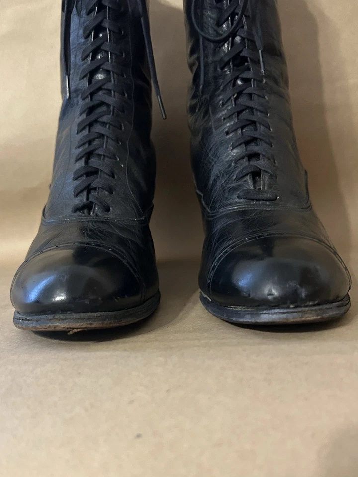Antique Womens Leather Edwardian Lace Up Boots Dr A Reed Cushion Shoe Size 7.5 - Image 2 of 4
