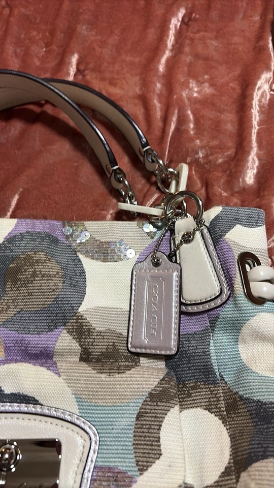 Bolso de mano Coach Kristin Op Art lentejuelas lona/cuero hobo talla única Foto 4 de 4