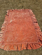 Pink Crushed Velvet Ruffle Bed Canopy  Cover Retro Mod MCM 87 X 55