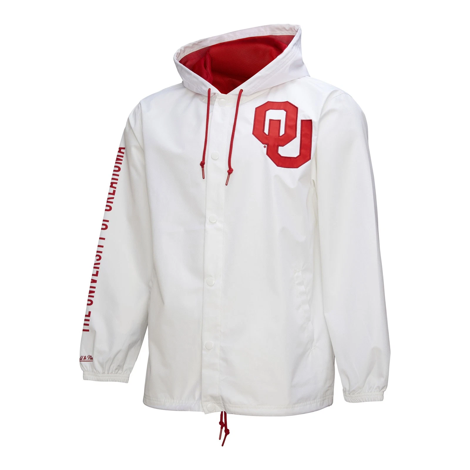 Giacca con cappuccio uomo Mitchell & Ness bianca Oklahoma Sooners Coaches full snap