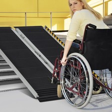 Portable Aluminum Wheelchair Ramp 4FT Wheelchair Ramp w/ Transition Plate