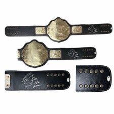 RIC FLAIR AUTOGRAPHED CUSTOM BLACK & GOLD BELT JSA  SILVER 16x WOOOOO