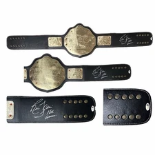 RIC FLAIR AUTOGRAPHED CUSTOM BLACK & GOLD BELT JSA  SILVER 16x WOOOOO