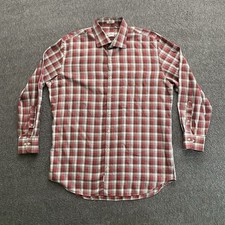 Peter Millar Shirt Mens Large Red Plaid Long Sleeve Button Up 100 Cotton Preppy