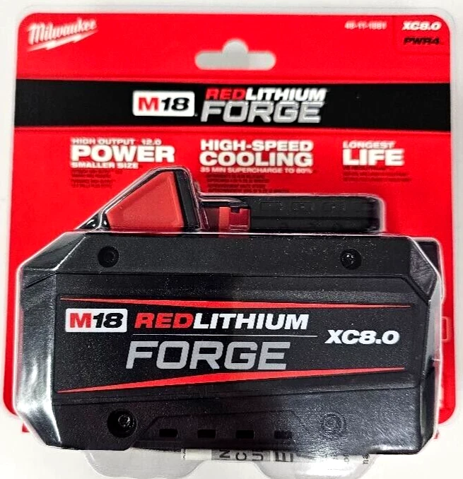 NEW N PACK Milwaukee Genuine M18 Forge 48-11-1881 8.0 AH Battery 18V Red Lithium Review