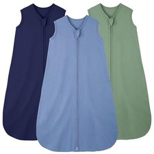 Baby Sleep Sack 6-12 Months, 100 Cotton Sleeping for Medium, Cyan