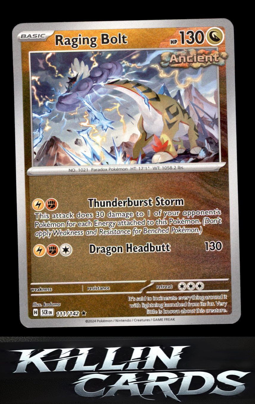 Reverse Holofoil Raging Bolt 111/142 Rare SV07: Stellar Crown Pokemon Card NM