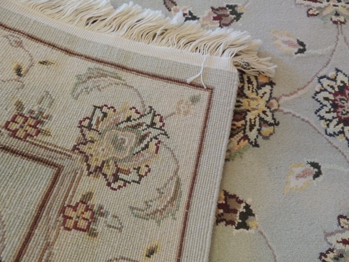 3x5 SILK & wool Oriental Area Rug Green yellow ivory - Picture 10 of 10