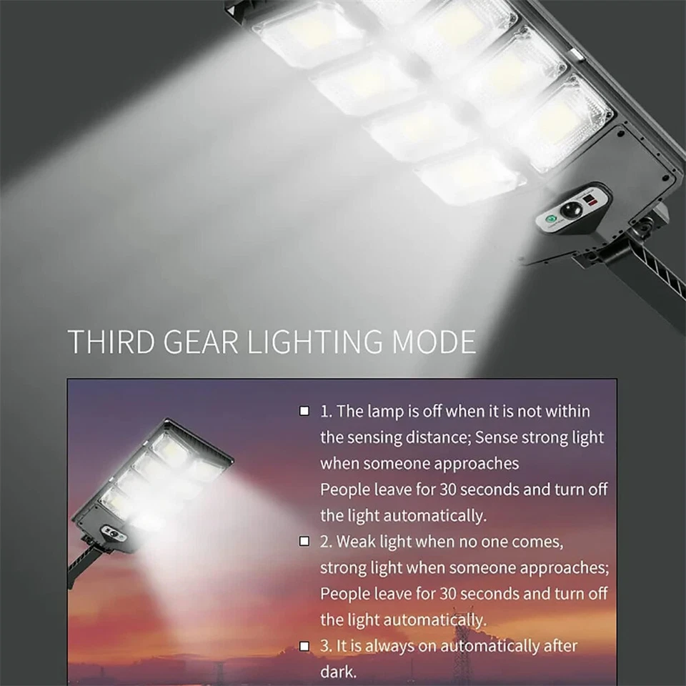 Commercial 1000000LM LED Outdoor Dusk to Dawn Solar Street Light Road Area Lamp - Image 3 of 4