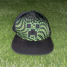Minecraft SnapBack Hat Youth Kids One Size Black Green