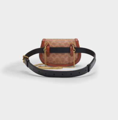 バッグ Coach Signature Shoulder bag Belt Brown COACH Signature Saddle Belt Bag Chain Crossbody Bag Tan/Rust/Brass