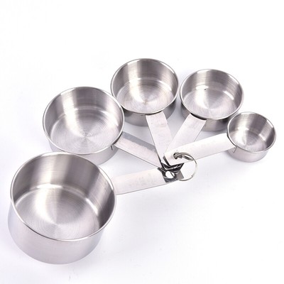 5PCS Stainless Steel Measuring Cups and Spoons Set Kitchen Baking Gadget Tool-OY