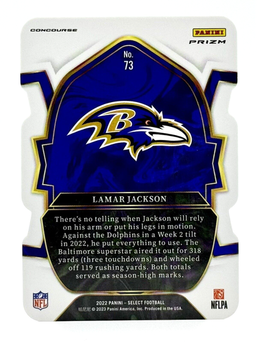 2022 Select Concourse Level Silver Prizm Die-Cut #73 Lamar Jackson Ravens - Picture 2 of 2