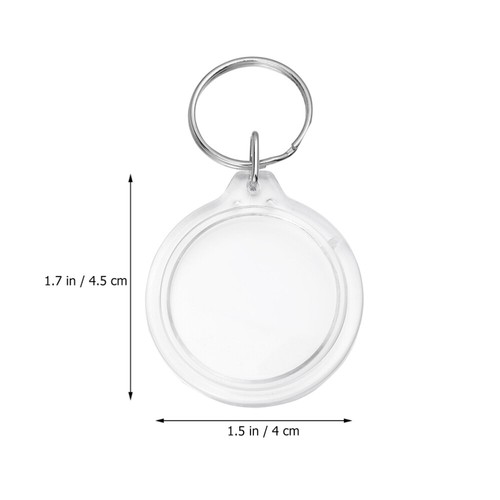 Lot de 50 anneaux de chaîne acrylique insert photo porte-clés cadre officiel photo porte-clés