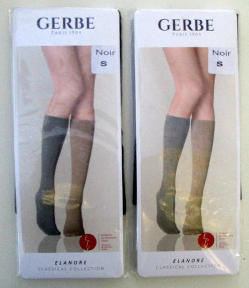 Neufs. GERBE. Lot de 2 paires. Mi-Bas coton "ELANORE". Taille S (36-37). Noirs. - Photo 4/4