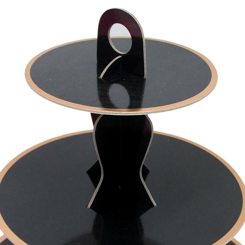 2 Pack 3-Tier Cardboard Cupcake Stand, Gold Round Dessert Cupcake Tower Pastry Food Display for Birthday, Wedding, Baby Shower