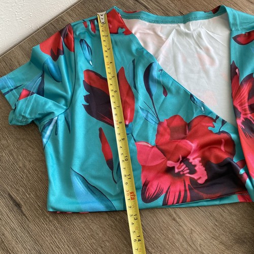Meslima Maxi Gonna Donna Set S Crop Top 2 Pezzi Turchese Floreale Spiaggia - Foto 10 di 12