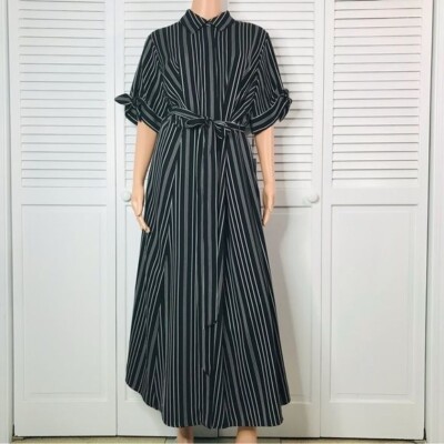 CALVIN KLEIN Black White Belted Button Down Shirt Dress Size 14W NEW  $138.00 | eBay