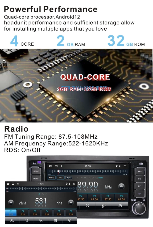 Car Stereo for VW Touareg T5 Multivan DAB+ Radio Sat Nav CarPlay BT Head Unit - Image 4 of 4