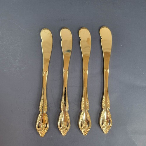 4 pz Oneida Community Golden Brahms diffusore burro manico piatto elettropiastra oro - Foto 4 di 13