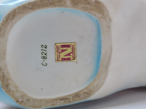 Vintage 1950s Baby Boot Home with Pink Blue Teddy Bear Ceramic Planter C-8212 - Picture 7 of 11
