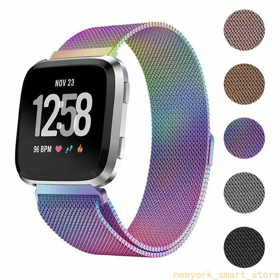 Correa de reloj milanesa de acero inoxidable con lazo magnético para Fitbit Versa 2 Foto 3 de 4