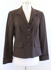 Lafayette 148 New York Solid Brown Wool Blend Womens Blazer Jacket Size 6